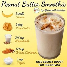 a smoothie is shown with ingredients to make it look like an ice creamshake