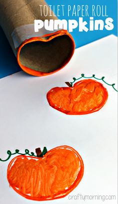 toilet paper roll pumpkins for kids to make and use as decorations or wall art