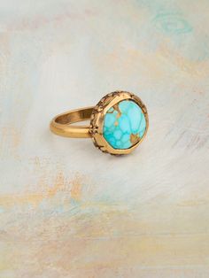 14k Yellow Gold Turquoise Band Width: .125" Stone Size: .25" All Stones May Vary in Size, Shape and Color Ethically Handcrafted in Ojai, California. Gold And Turquoise Ring, One With The Universe, Jes Maharry Jewelry, Turquoise Wedding Rings, Ojai California, Soul Shine, Cuff Rings, Charm Earrings, The Universe