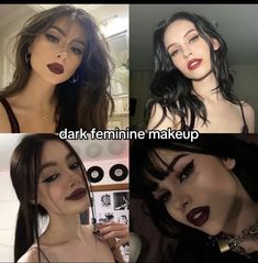 Dark Feminine Makeup Round Face, Dark Prom Makeup, Types Of Makeup Styles, Dark Feminine Makeup, British Makeup, Types Of Makeup Looks, Feminine Makeup, Dark Makeup Looks, Round Face Makeup