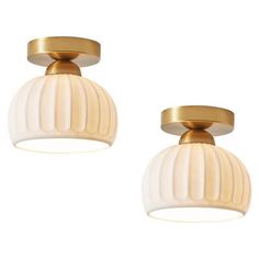 [Corrosion-Resistant] The white ceramic lampshade and electroplated gold base is corrosion-resistant and will not discolor, capable of maintaining its appearance for decades. It only requires regular yearly cleaning to remove dust. [Set of 2 for Various Scenerios] It is suitable for porches, hallways, living rooms, kitchens, bathrooms, and small rooms, providing excellent lighting effects. [Simple Beauty] Simple aesthetics, versatile to complement various home styles, it seamlessly fits modern a Gold Hallway, Hallway Ceiling Light Fixtures, Hallway Ceiling Lights, Light Fixtures Farmhouse, Hallway Ceiling, Hallway Light Fixtures, Farmhouse Light, Gold Ceiling Light, Farmhouse Light Fixtures