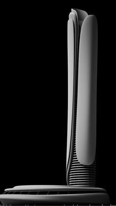 a black and white photo of some sort of architectural structure that looks like a giant toothbrush holder