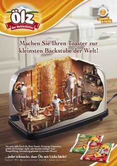 an advertisement for toaster with two men making bread