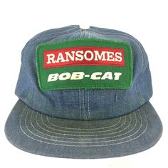 Vintage Ransomes BobCat Denim Patch Cap Swingster Made In USA Snap Back Trucker Baseball Dad Hat BUY IT NOW! Please feel free to ask any questions you have about this item, I am here to make sure you are happy with your purchase. #HAT65 Vintage Trucker Hats, Hat Ideas, Vintage Hats, Denim Patches, I Am Here, Vintage Graphic, Snap Back, Snap Backs, Clothing Ideas