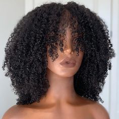 PRICES MAY VARY. Full 200 Density Afro Kinky Curly Human Hair Wig with Bangs Full Machine Made Scalp Top Wig. After Receive the Wig, Please Wash and Deep Condition it, then Let it Air Dry and Shape it to Your Face, You will Definitely Love it!! Scalp Base Top Wig. The O Scalp Top Really Makes the Wig Look Realistic! Scalp Base at Top to Make the Spin Look Like Real Human Scalp. Afro Kinky Curly Wig with Bangs. The Texture is Soft, Bouncy and Easy to Detangle. No Lace No Glue No Bleaching Knots N Curly Hair Wig With Bangs, Curly Wigs With Bangs For Black Women, Curly Wig With Bangs Black Women, Hairstyles Business, Afro Wigs For Black Women, Curly Wigs For Black Women, Curly Afro Wig, Artificial Eyelashes, Afro Wig