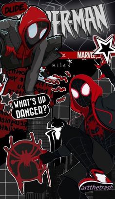 the spider - man sticker sheet is shown in red and black, with an image of