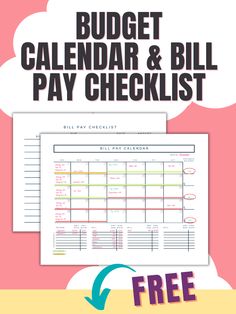 a printable budget calendar and bill pay checklist