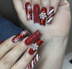 Winter Holiday Nails, Holiday Nails Winter, French Acrylic Nails, Gel Nail Design, Red Candy, Winter Holiday, French Nails, Winter Nails