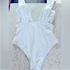 Reposhing This Item I Purchased From @Mrsmarcou. Loved It, But Ready To Rotate For Something New. Questions? Leave A Comment Below! White V-neck Party Swimwear, Plunging Neckline, Womens Swim, Swimming, One Piece, Women Shopping, Color