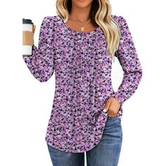 Fantaslook Pleated Blouses for Women Puff Long Sleeve Tunic Tops Dressy Casual Fall Shirts Womens tops is the must-have for a fashionable fall wardrobe. Dressy blouses for women are designed with pleated crew neck and charming puff long sleeves that add a touch of sophistication to any outfit. The puff sleeve tops for women, flowy design ensures a flattering fit for all body types, provide a feminine flair that is both trendy and classic. The long sleeve shirts pleated style in the middle gives Fall Tunic, Fall Tunics, Fall Blouse, Flowy Design, Womens Tops Dressy, Dressy Blouse, Winter Shirts, Casual Long Sleeve Shirts, Puff Long Sleeves