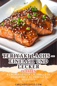 Teriyaki Lachs – Einfach und Lecker Black Dinner, China Food, Fancy Food, Teriyaki Sauce, Food Trends, Seafood, Food And Drink