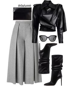 Edgy High-waisted Leather Pants For Winter, Pleats Outfit, Neutral Color Outfits, Elegant Lifestyle, Business Suits, Amazon Gadgets, Grown Women, Outfit Shoplook