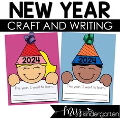 two new year craft and writing activities for kids to do on the next year's holidays