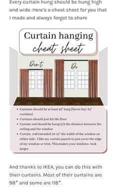 an advertisement for curtains with the words curtain hanging great sheet do's on it