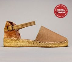 "Diegos tan low wedge Lola espadrilles for women. Wedge sole height : 1.5\" (3 cm) These classic low wedge Carmen espadrilles have an easy clip-on ankle strap for complete support. To improve comfort, a padded insole is hand-sewn to the jute wedge sole of the espadrilles. True to Spanish tradition, the cotton canvas is entirely hand-stitched to the jute rope sole. We ship from NY - Easy returns." Natural Closed Toe Espadrilles With Rubber Sole, Brown Closed Toe Espadrilles With Rubber Sole, Natural Round Toe Espadrilles For Everyday Wear, Slip-on Natural Espadrilles With Woven Sole, Low Wedge Espadrilles, Slip-on Espadrilles With Stitched Sole, Textile Slip-on Espadrilles With Woven Sole, Beige Woven Slip-on Espadrilles, Brown Slip-on Espadrilles With Woven Sole