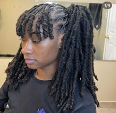 Unique Loc Styles Black Women, Locs Retwist Hairstyles, Loc Styles Ponytail, Loc Bangs Styles, Loc Bangs, Loc Ideas, Loc Goddess, Loc Hairstyles