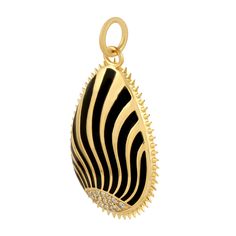 Modern style Diamond jewelry, This Pendant is made of gold & diamond Enamel material and is capable of reflecting some light to produce a natural glow, which is a unique feature found only in premium jewelry. Info- This Pendant are handmade in 14k Yellow Gold: 4. 499 grams , Diamond: 0. 11 cts , Enamel: 0.06 grams (ANT-6560)  Care- This jewelry is made by hand featuring detailed workmanship. Be careful to avoid dropping or banging as physical impacts can result in damage to the pieces including stones falling off. To care for your or jewelry, take caution to keep away from harsh chemicals, Perfume, and Water. You may wipe with a clean polishing cloth to maintain a beautiful shine. Keep in mind that extensive exposure to saltwater, sunlight or harsh chemicals can permanently damage your han Yellow Gold Jewelry With Black Enamel Round Pendant, Luxury Yellow Gold Necklaces With Black Enamel, Luxury Enamel Pendant Jewelry, Luxury Enamel Oval Pendant Jewelry, Gold Enamel Pendant Charms, Diamond Drops, Enamel Charms, Natural Glow, Model Making