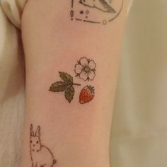 Soft Tattoo, Strawberry Tattoo, Stunning Tattoos, Bunny Tattoos, Cat Tattoos, Cute Little Tattoos, Cat Tattoo Designs, Dream Tattoos