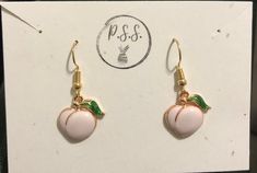 This is an adorable pair of bubbly white peach earrings! Cute Handmade Rose Gold Earrings, Cute Spring Drop Earrings, Cute Rose Gold Jewelry With Matching Earrings, Cute Orange Jewelry For Party, Cute Orange Party Jewelry, Spring Cute Jewelry With Matching Earrings, Cute Spring Jewelry With Matching Earrings, Cute Spring Earrings With Ear Wire, Orange Earrings For Spring Gift