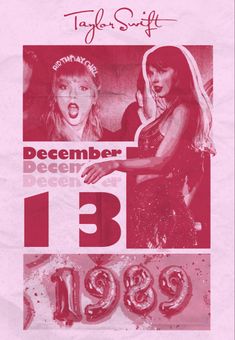 the poster for taylor swift's upcoming album, december 13, is shown in red and