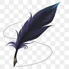 a black feather quill on a white background png clipart image with transparent background