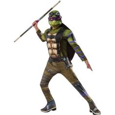 a man in a teenage mutant costume holding two swords