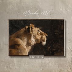 a painting of a lion on a wall with words above it that read, africa art