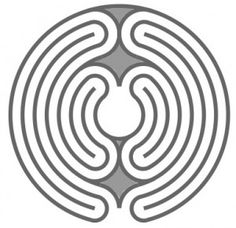 a circular maze in the middle of a white circle with grey lines on it and an oval