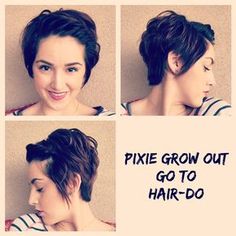 Pixie Growout Styles, Styles For Pixie Grow Out, Short Pixie Grow Out, Style Pixie Growing Out, Styling Pixie Grow Out, Styling A Growing Out Pixie, Style Short Pixie How To, Pixie Growout Haircuts, Grown Out Pixie Styles