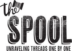 the spool unraveling threads one by one with black and white lettering