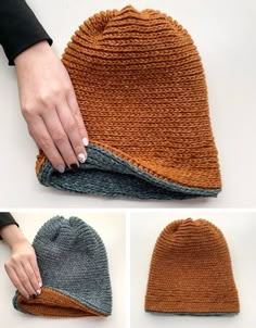 the free crochet hat pattern is designed to be knitted in two different colors