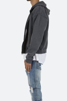 Distressed Cotton Hoodie Sweatshirt, Washed Black Cotton Hoodie With Ribbed Cuffs, Washed Black Cotton Hooded Sweatshirt, Washed Black Cotton Hoodie For Fall, Distressed Washed Black Cotton Hoodie, Cotton Outerwear With Ribbed Cuffs In Washed Black, Washed Black Cotton Outerwear With Ribbed Cuffs, Fall Washed Black Cotton Hoodie, Casual French Terry Outerwear For Streetwear