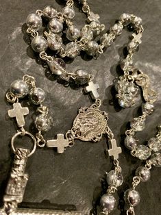 Prayer Rosary - Etsy Nickel-free Silver Cross Rosary Bracelet, Silver Beaded Cross Pendant Jewelry, Silver Cross Jewelry With Beads, Silver Faceted Beads Rosary Cross, Silver Beaded Spiritual Rosary, Spiritual Silver Beaded Rosary, Silver Beaded Rosary With Spiritual Style, Spiritual Silver Rosary Bracelet With Polished Beads, Silver Beaded Crucifix Jewelry