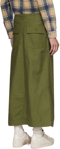 Plain-woven cotton skirt. · Cord-lock drawstring at waistband · Four-pocket styling · Zip-fly · Logo graphic embroidered at front Supplier color: Olive Relaxed Fit Cotton Skirt With Pockets, Cotton Wide Leg Skirt With Side Pockets, Spring Cotton Skirt With Slip Pockets, Long Cotton Cargo Skirt With Side Pockets, Green Cotton Skirt With Pockets, Cotton Long Skirt With Pockets, Cotton Cargo Skirt With Drawstring For Spring, Spring Cotton Cargo Skirt With Drawstring, Relaxed Cotton Skirt With Patch Pockets