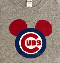 the chicago cubs mickey mouse shirt is on display