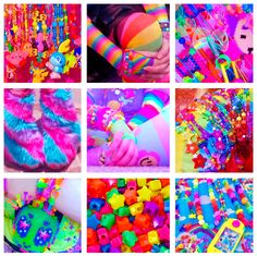 there are many different pictures of colorful items