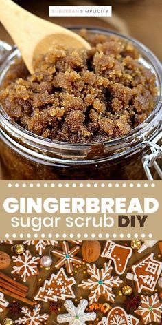 gingerbread sugar scrub recipe in a glass jar