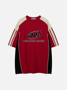 Aelfric Eden Contrast Color Speedway Racing Tee – Aelfric eden Patchwork Tee, Crop Pullover, Header Design, Raglan Shirts, Skagen, Tees For Women, Grunge Style, 가을 패션