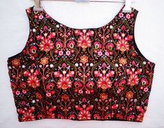 "1. Beautiful floral embroidery readymade blouse.  Ready to Wear with Money back Gurantee.  Free shipping for USA.  2. Get blouse with your measurement. Send your measurement with order. 2. Available in All size.  Size in inch 30\", 32\", 34\", 36\", 38\", 40\", 42\", 44\", 46\", 48\".  We also accept custom design.  View More   https://www.etsy.com/in-en/shop/readymadeblouse               3. High qualify material with perfect fitting. 4. We accept payment by Paypal.  5. We deliver 1-2 days after received payment. 6. We deliver worldwide.  i) Standard Shipping :  We Deliver via India Post Registered Airmail. This take 14 to 18 days.  ii) Express Shipping : We deliver via DHL or Fedex. This take 7 days.      You can select Express shipping for fast shipment  at the time of purchase.   7.  K Heavy Embroidery Saree, Readymade Saree, Wedding Blouse, Saree Blouses, Embroidery Saree, Sari Blouse, Readymade Blouse, Embroidery Blouse Designs, Beautiful Blouses