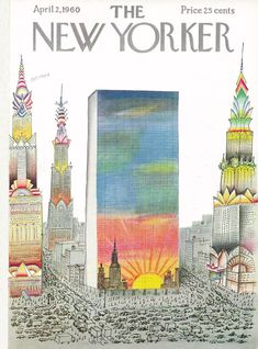 Saul Steinberg, The New Yorker, April 2, 1960 Saul Steinberg, City Photography, Vintage Magazines, Vintage Magazine, The New Yorker, New Yorker, Wood Print