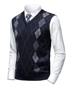 PRICES MAY VARY. 【FEATURES】V-neck style sweater vest: to make your neck look as if longer. Argyle pattern design in colors: to match with different short and long plain or plaid shirts more easily. Classical design sleeveless sweater waistcoat is also featured with good elasticity so this casual slim fit sweater vest does not shrink. COMFORTABLE FABRIC】This fashion solid color sweater vest is made of soft wool fabric which is skin friendly. This stylish pullover sweater vest is suitable for seas Mens Argyle Sweater, Style Sweater Vest, Argyle Vest, Ärmelloser Pullover, Black Knitwear, Chaleco Casual, Sweater Vest Mens, Argyle Sweater Vest, Slim Fit Sweater