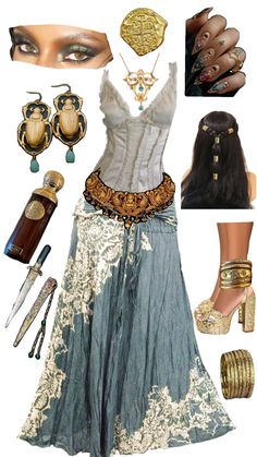 Khaleesi Outfits, Renniasance Fair Outfits, Avatar Inspired Outfits, Viking Outfits, Egyptian Outfit, Egypt Outfits, Avatar Outfits, Black Sparkle Dress, Creepypasta Oc