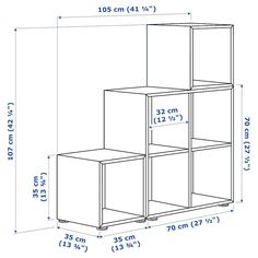 the measurements for an open shelving unit with three shelves and one door on each side