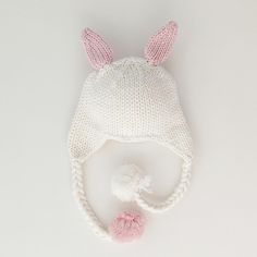 Hugbunny Pink Beanie Hat - Beanie Hats Cute Soft Pink Hat, Cute Soft Winter Bonnet, Cute Winter Bonnet, Cute White Fitted Bonnet, Cute Fitted White Bonnet, Soft Adjustable White Bonnet, Adjustable Soft White Bonnet, Cute Soft White Hat, Cute White Knitted Bonnet