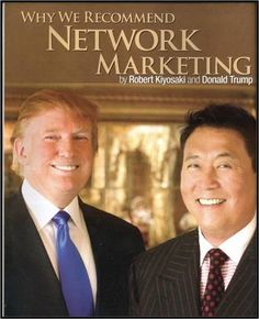 two men standing next to each other in front of a sign that says, why we recommend network marketing