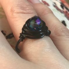 Size 6. Never Worn. Wrapped In Black Wire Wire Wrapped Rings, Wrap Rings, Womens Jewelry Rings, Wire Wrapping, Blue And Purple, Women Jewelry, Purple, Blue, Women Shopping