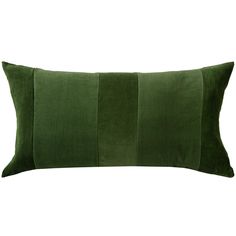 a green velvet pillow with pleated stripes on the front and back, sitting on a white background