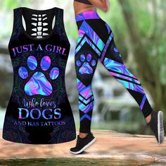 Furlidays now has theJust A Girl Who Loves Dogs Hollow Tanktop Legging Set Outfit – Casual Workout Sets – Dog Lovers Gifts For Him Or Her in stock! This stylish set is suitable for both active and casual occasions, with a racerback tank top providing freedom of movement and a flattering fit. The leggings are... Tattoo Leggings, Cross Leggings, Corgi Shirt, Pitbull Shirts, Dachshund Shirt, Dog Shirts, Funny Dog Shirts, Beautiful Dog, Big Pocket