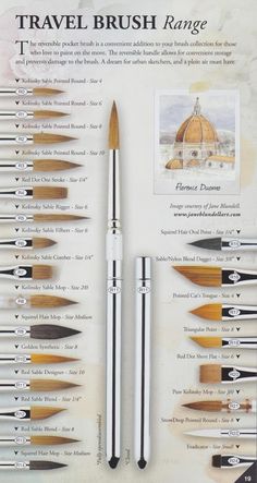 an advertisement for travel brush range with various brushes