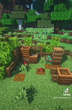 Minecraft Cottagecore Cow Farm, Farming Area Minecraft, Minecraft Compost Area, Minecraft Bunny House Ideas, Ocelot Enclosure Minecraft, Mini Farm Minecraft, Cottagecore Minecraft Outdoor Decor, Melon Farm Minecraft Aesthetic, Picnic Spot Minecraft